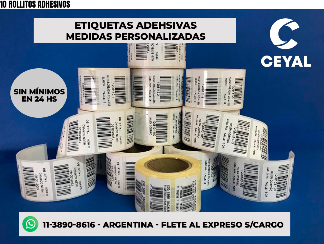 10 ROLLITOS ADHESIVOS