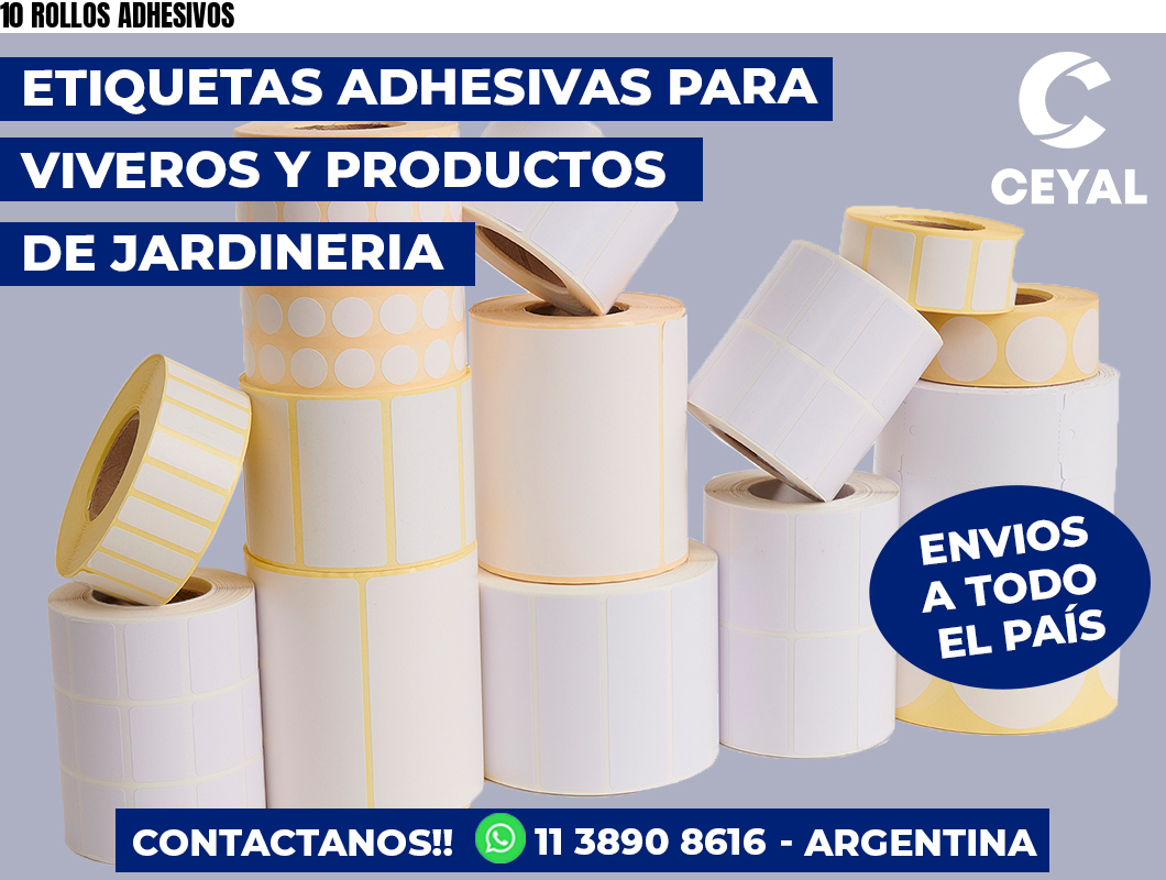 10 ROLLOS ADHESIVOS