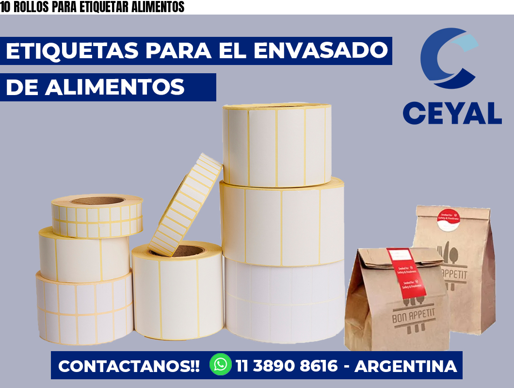 10 ROLLOS PARA ETIQUETAR ALIMENTOS