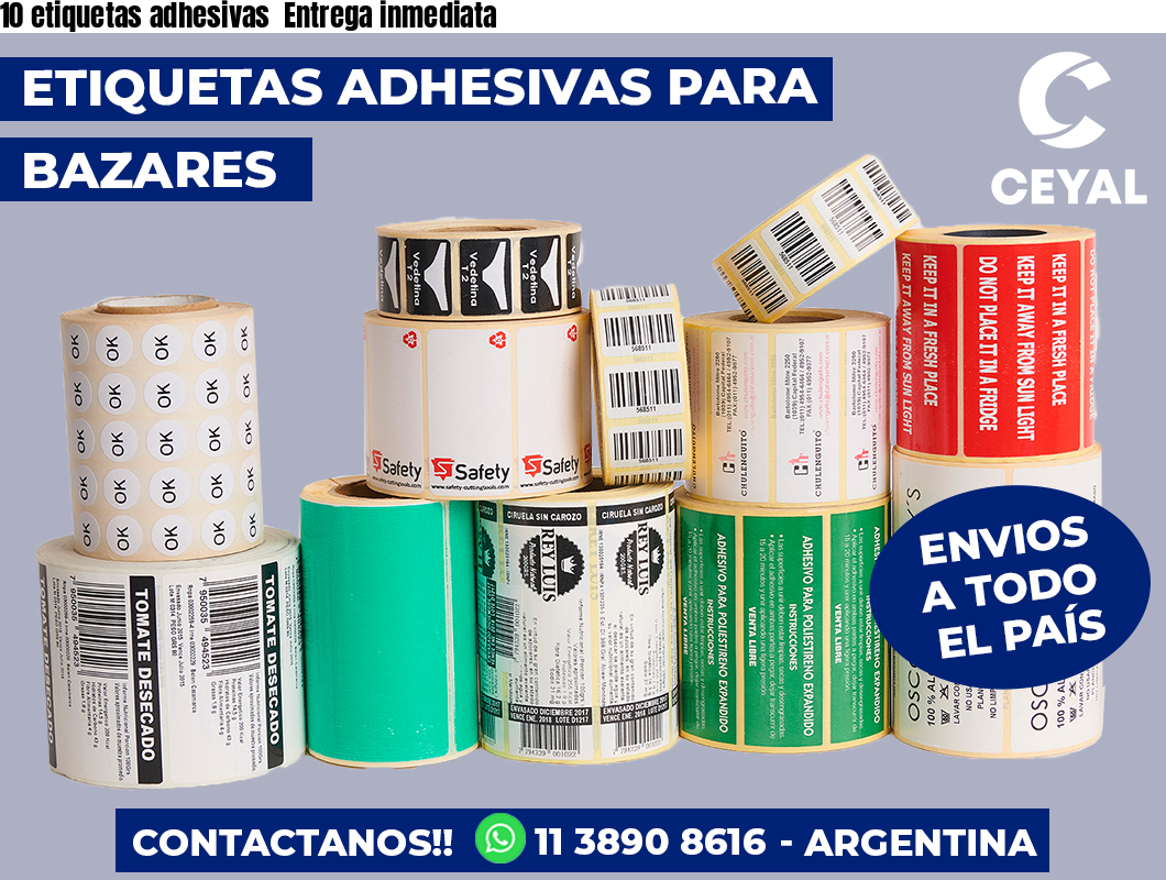 10 etiquetas adhesivas Entrega inmediata