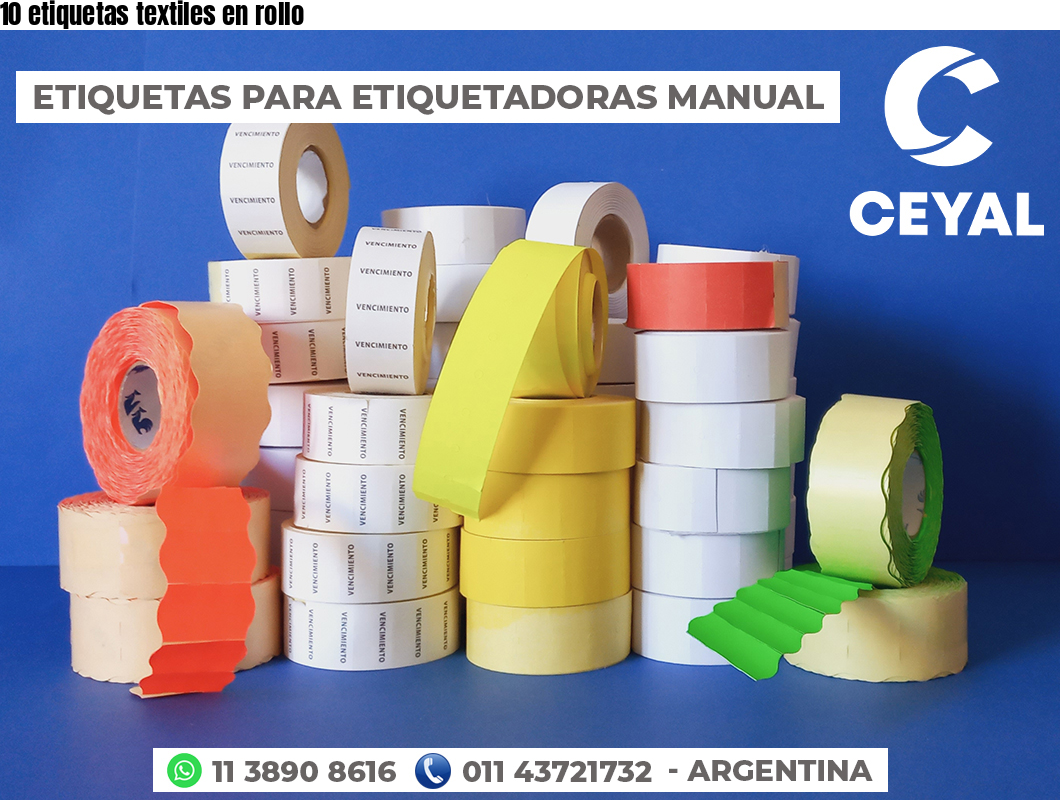10 etiquetas textiles en rollo