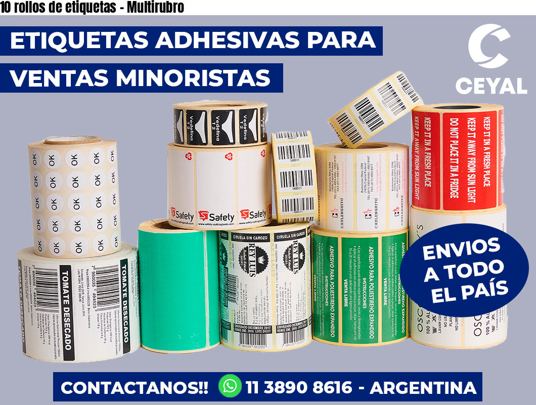 10 rollos de etiquetas – Multirubro