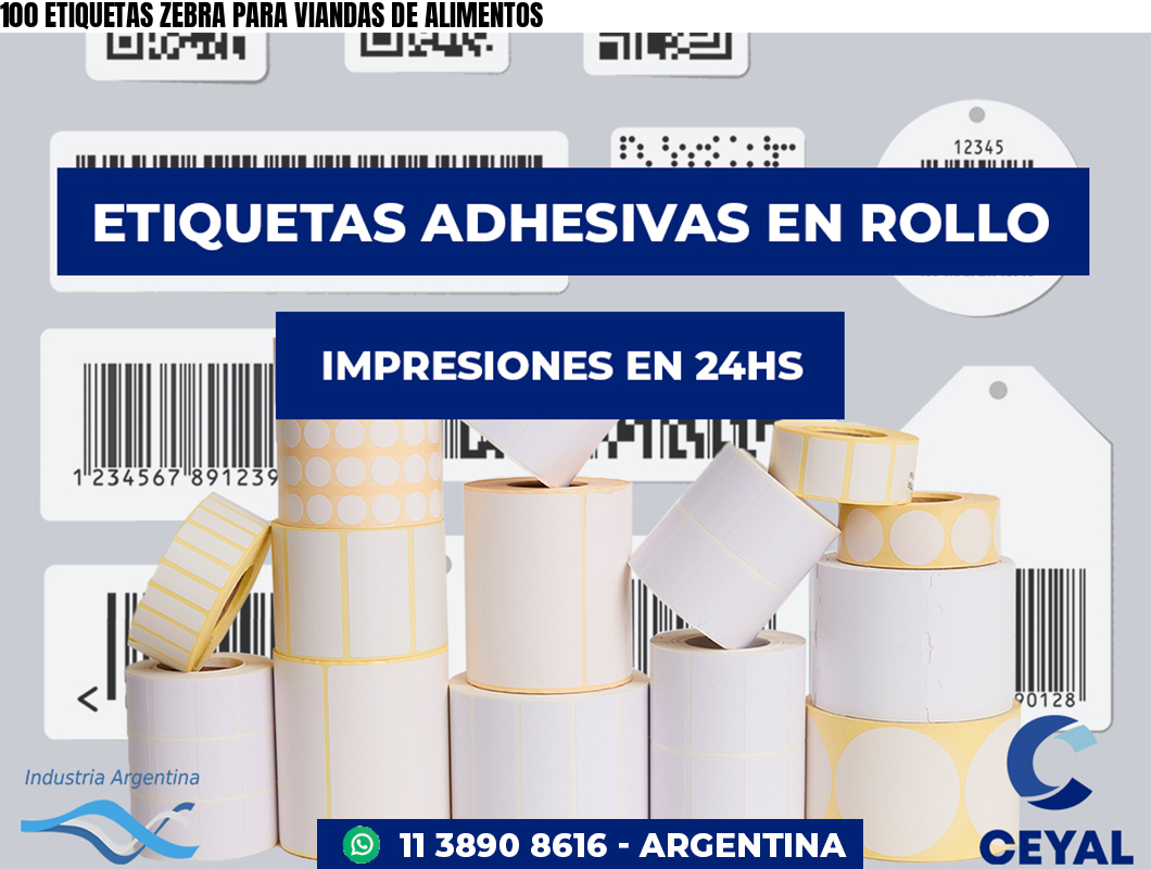 100 ETIQUETAS ZEBRA PARA VIANDAS DE ALIMENTOS