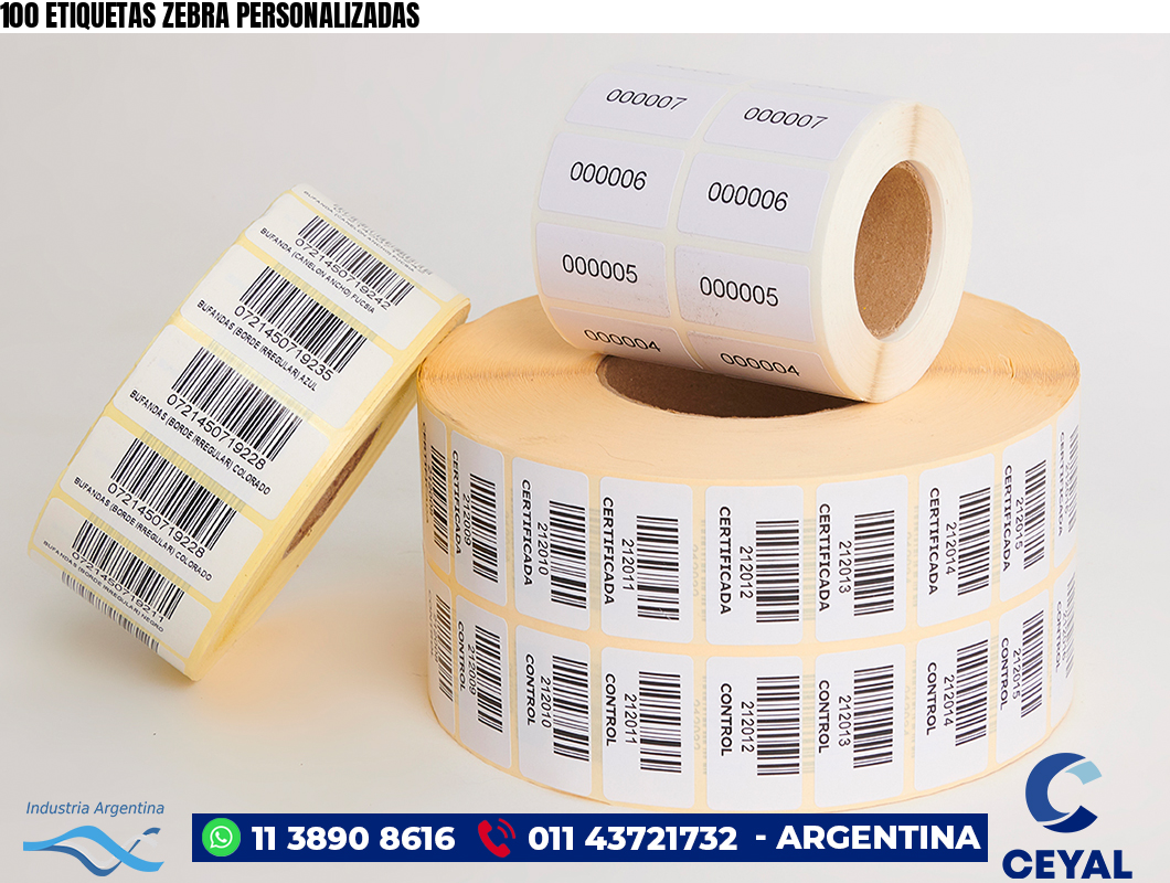 100 ETIQUETAS ZEBRA PERSONALIZADAS
