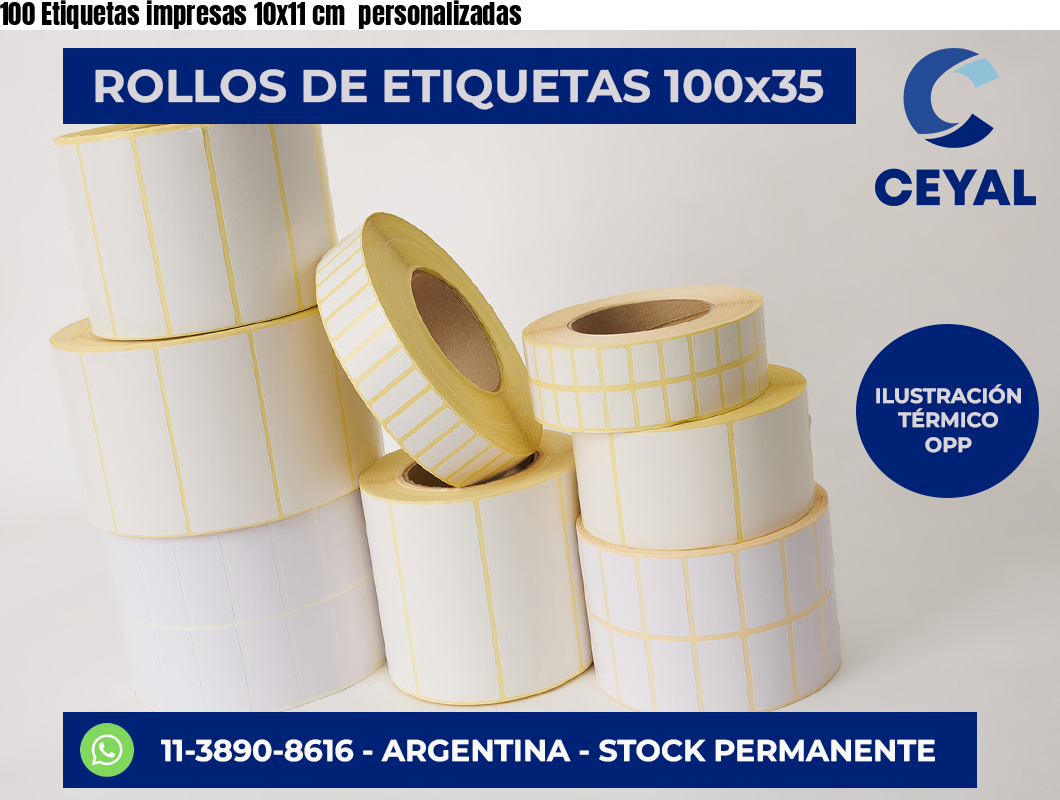 100 Etiquetas impresas 10×11 cm  personalizadas