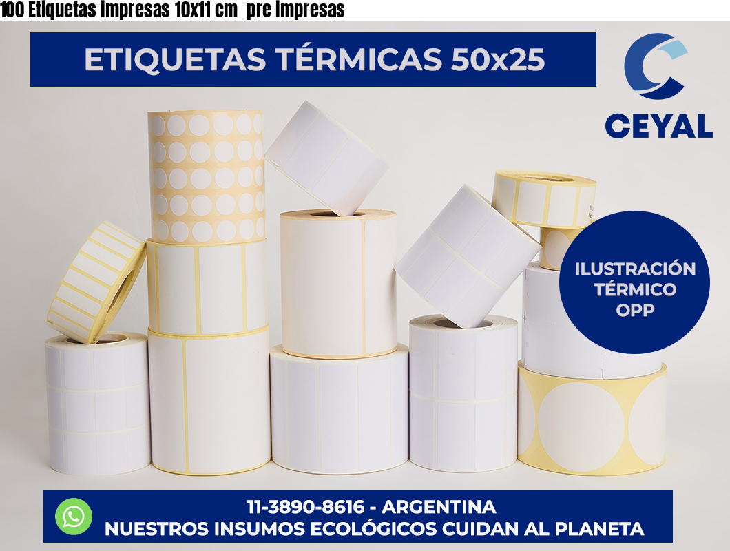 100 Etiquetas impresas 10×11 cm  pre impresas