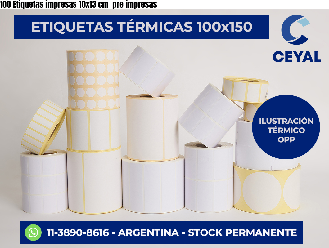 100 Etiquetas impresas 10×13 cm  pre impresas