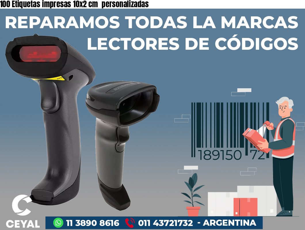 100 Etiquetas impresas 10x2 cm personalizadas