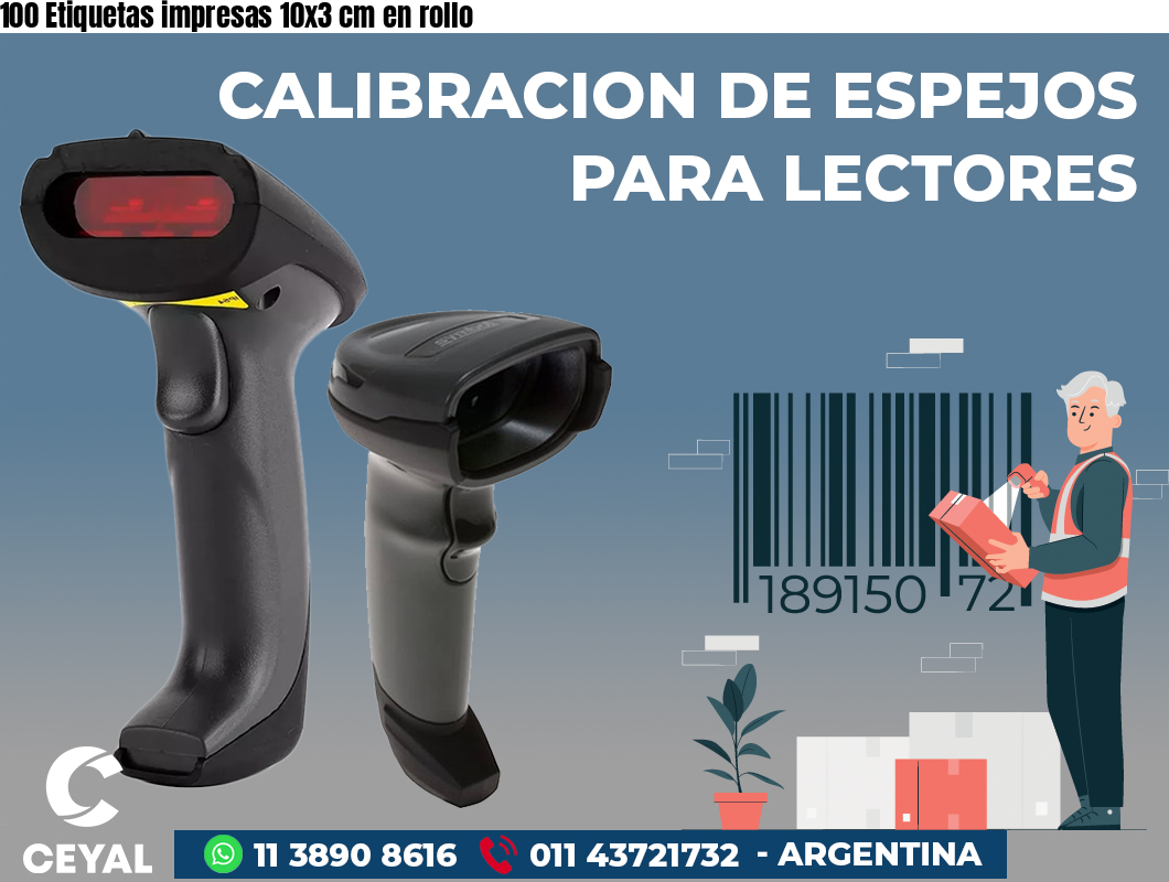 100 Etiquetas impresas 10x3 cm en rollo