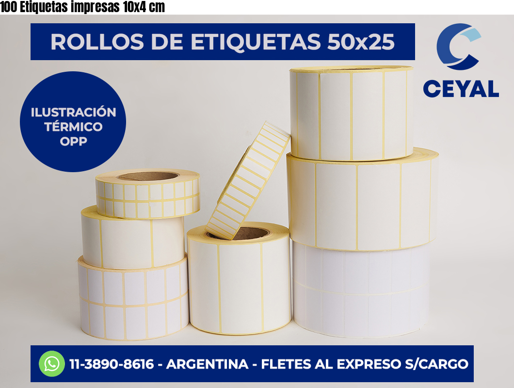 100 Etiquetas impresas 10×4 cm