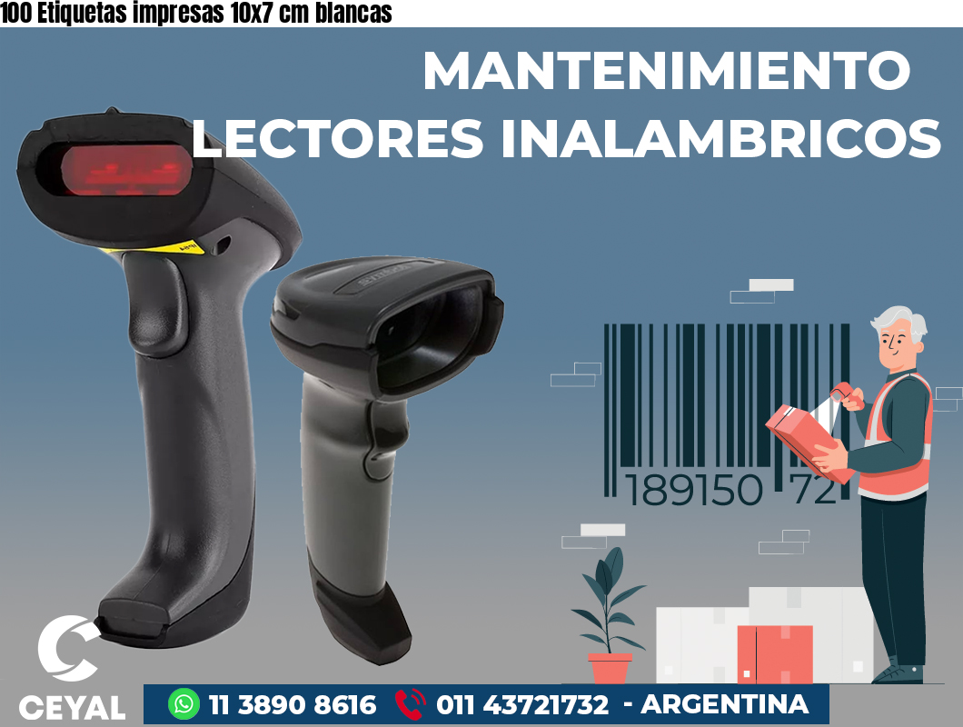 100 Etiquetas impresas 10x7 cm blancas