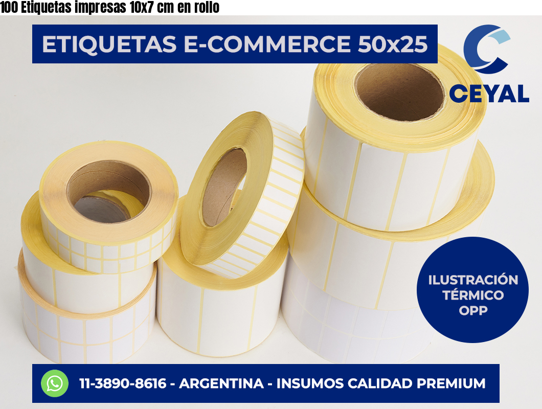 100 Etiquetas impresas 10×7 cm en rollo