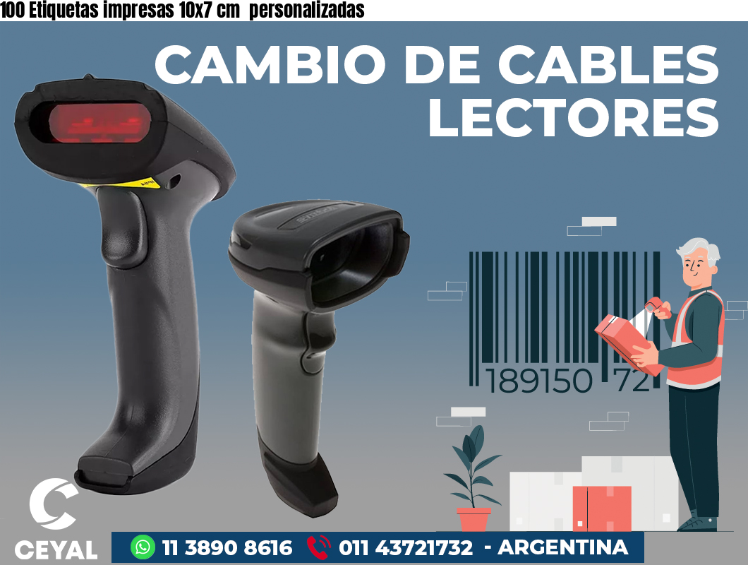 100 Etiquetas impresas 10x7 cm personalizadas
