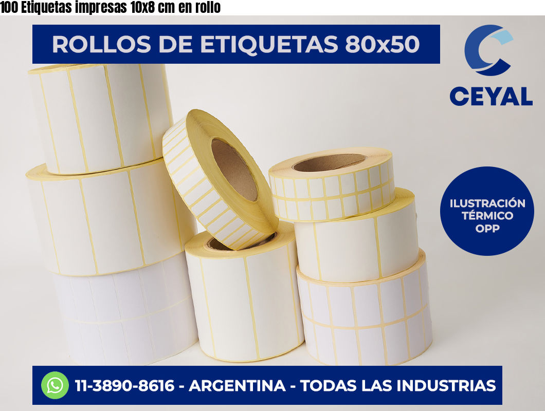 100 Etiquetas impresas 10×8 cm en rollo