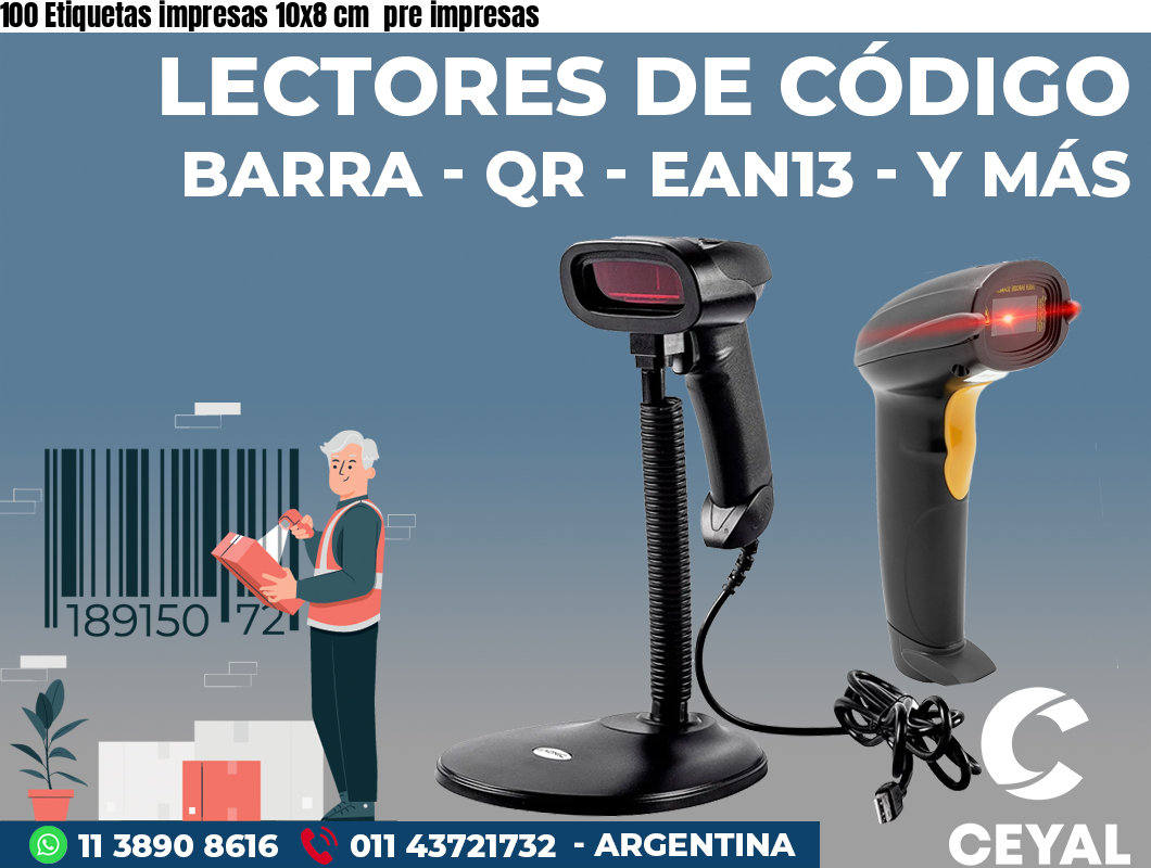 100 Etiquetas impresas 10x8 cm pre impresas