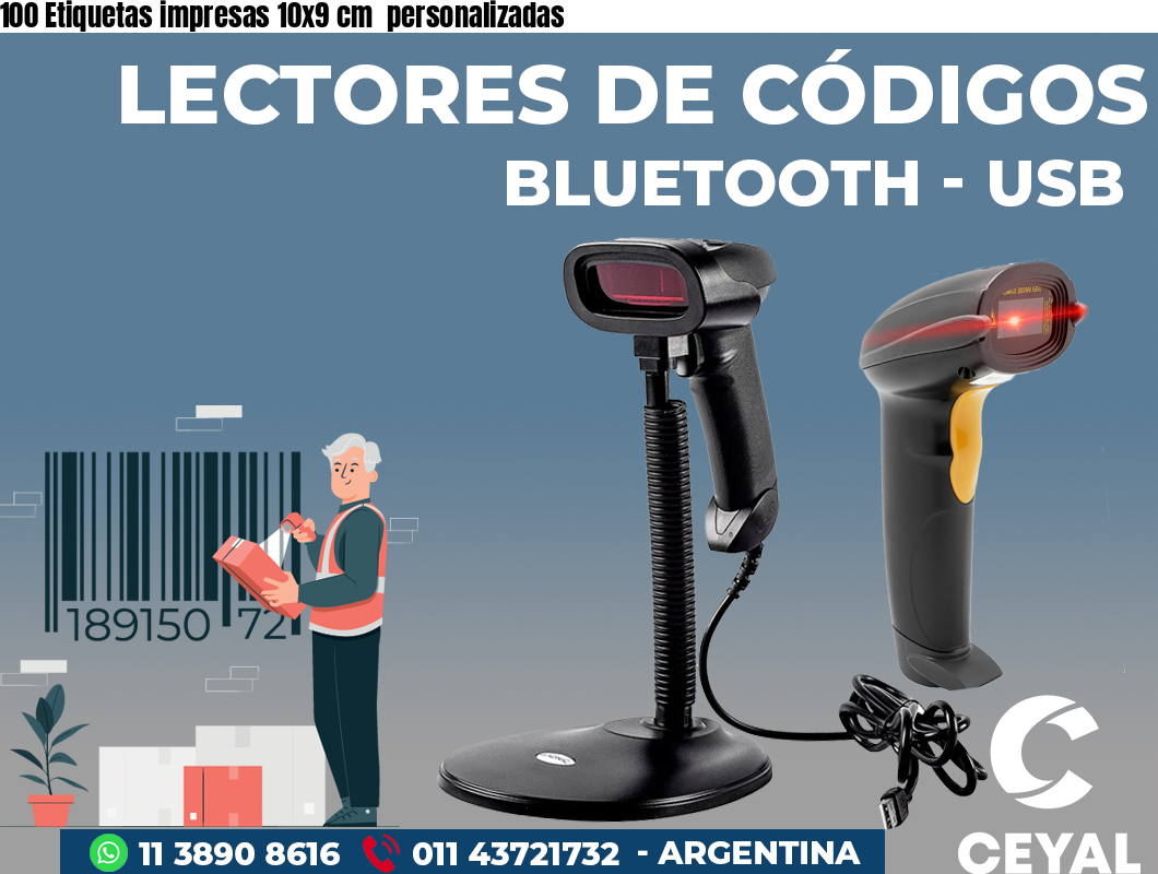 100 Etiquetas impresas 10x9 cm  personalizadas