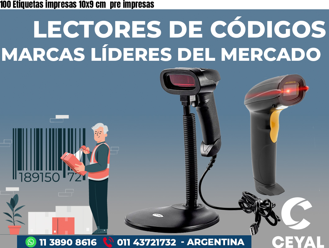 100 Etiquetas impresas 10x9 cm pre impresas
