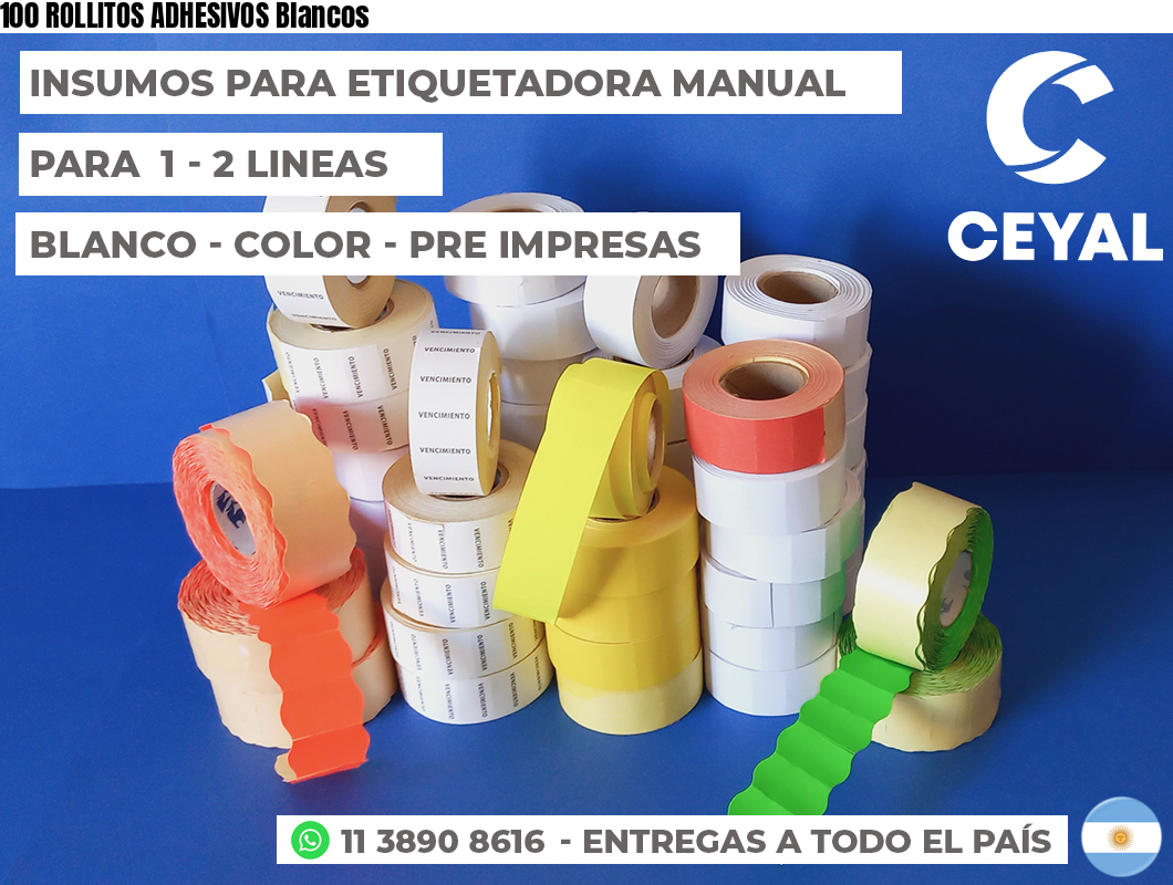 100 ROLLITOS ADHESIVOS Blancos