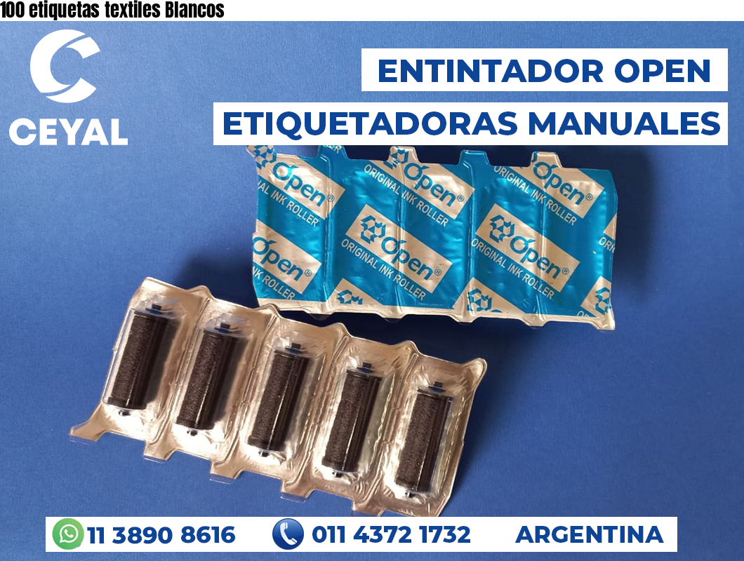 100 etiquetas textiles Blancos
