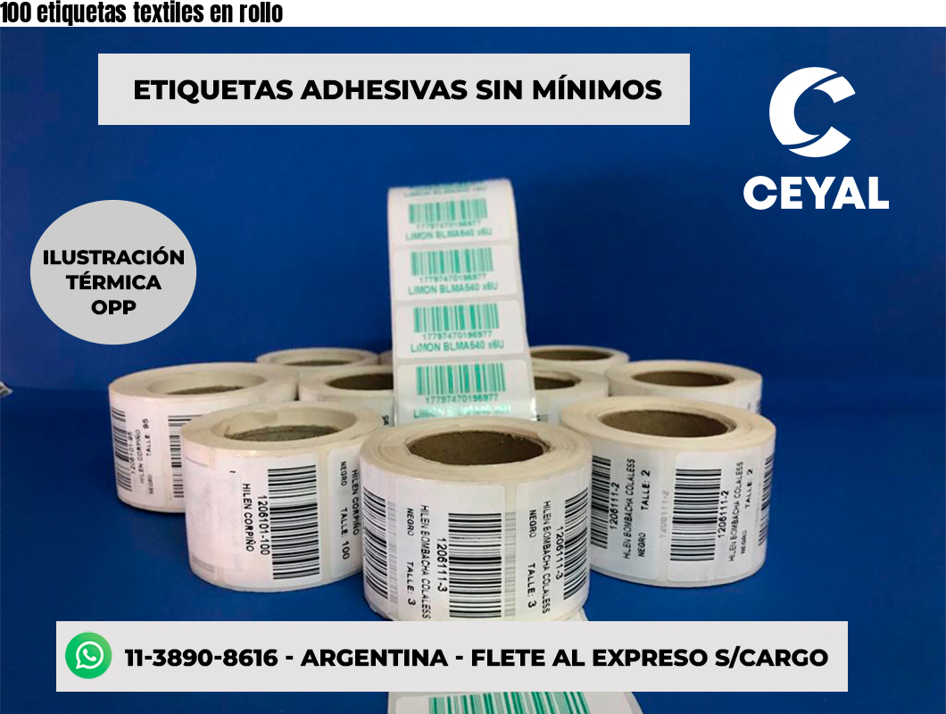 100 etiquetas textiles en rollo