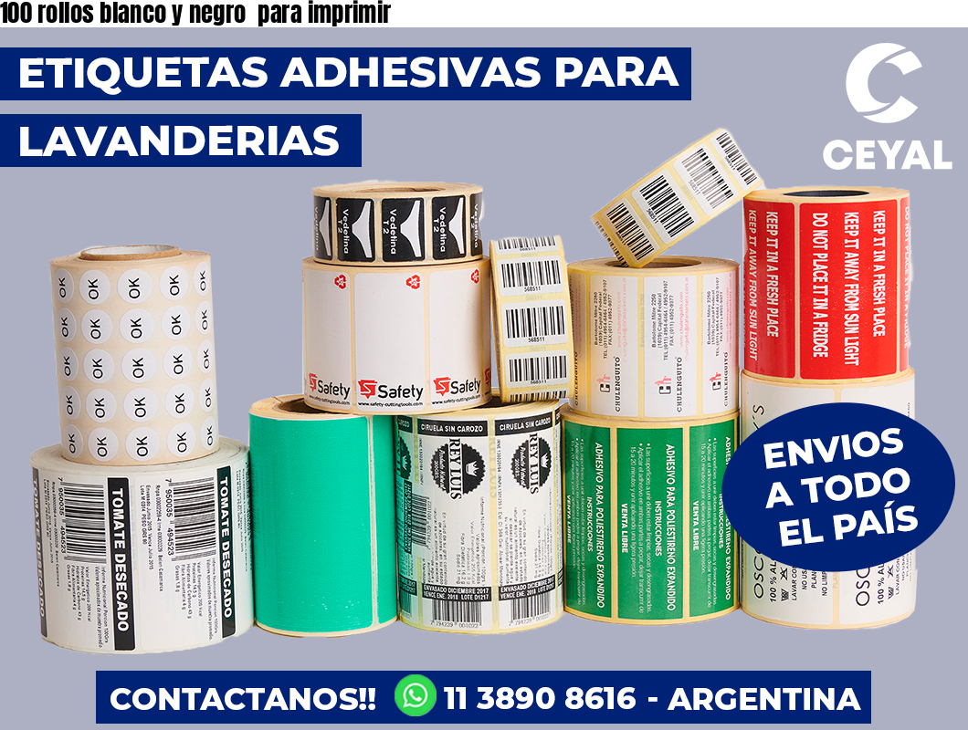 100 rollos blanco y negro para imprimir