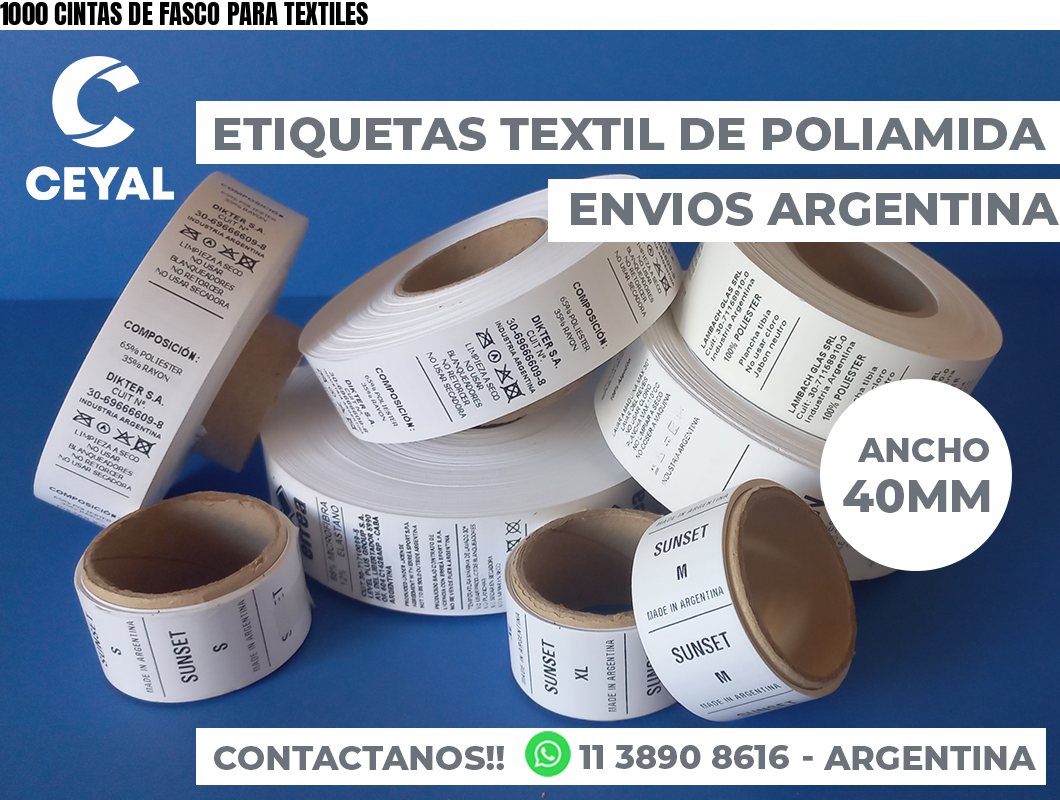 1000 CINTAS DE FASCO PARA TEXTILES