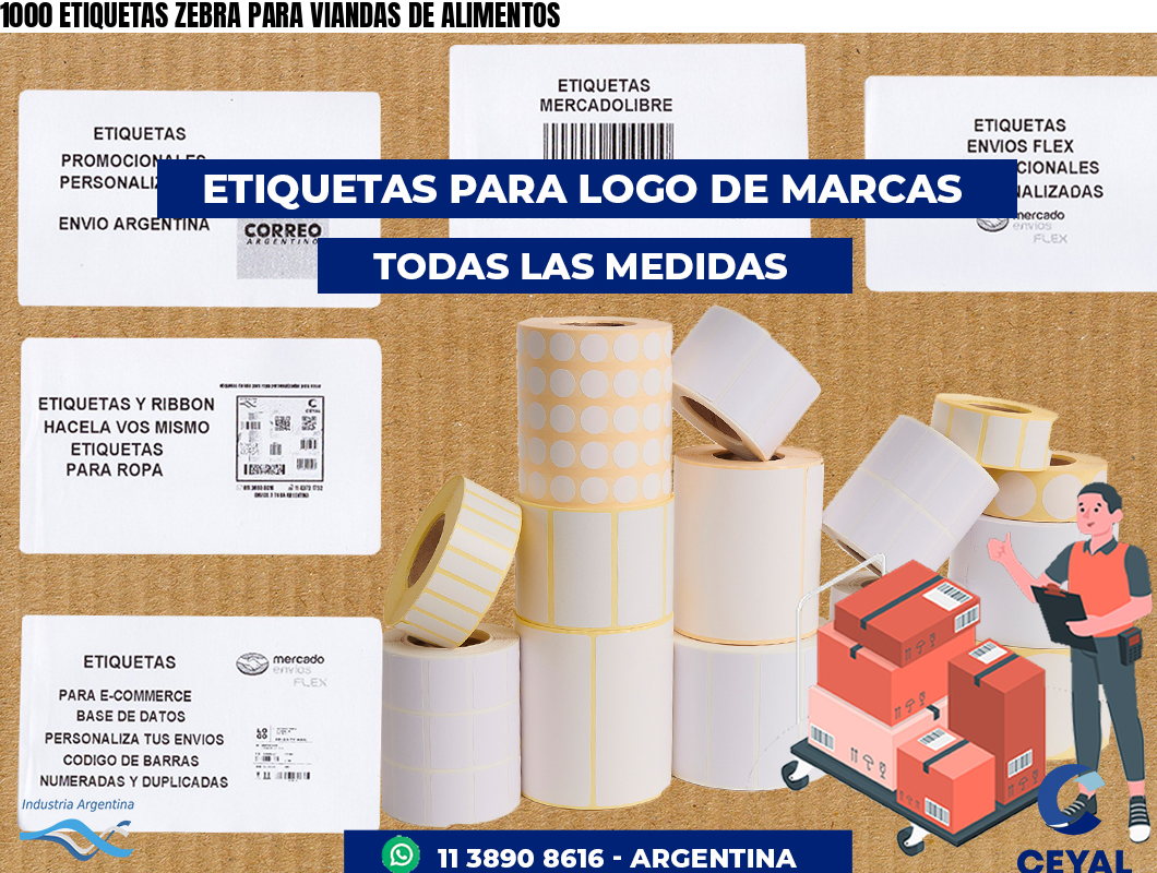 1000 ETIQUETAS ZEBRA PARA VIANDAS DE ALIMENTOS