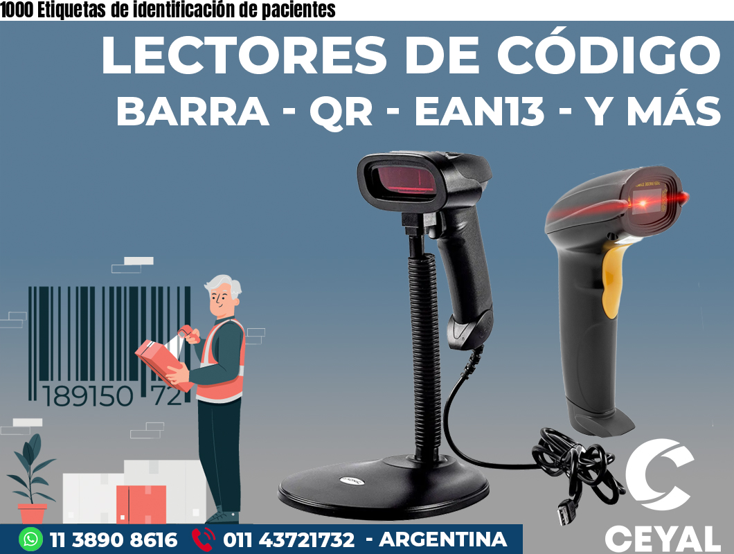 1000 Etiquetas de identificación de pacientes