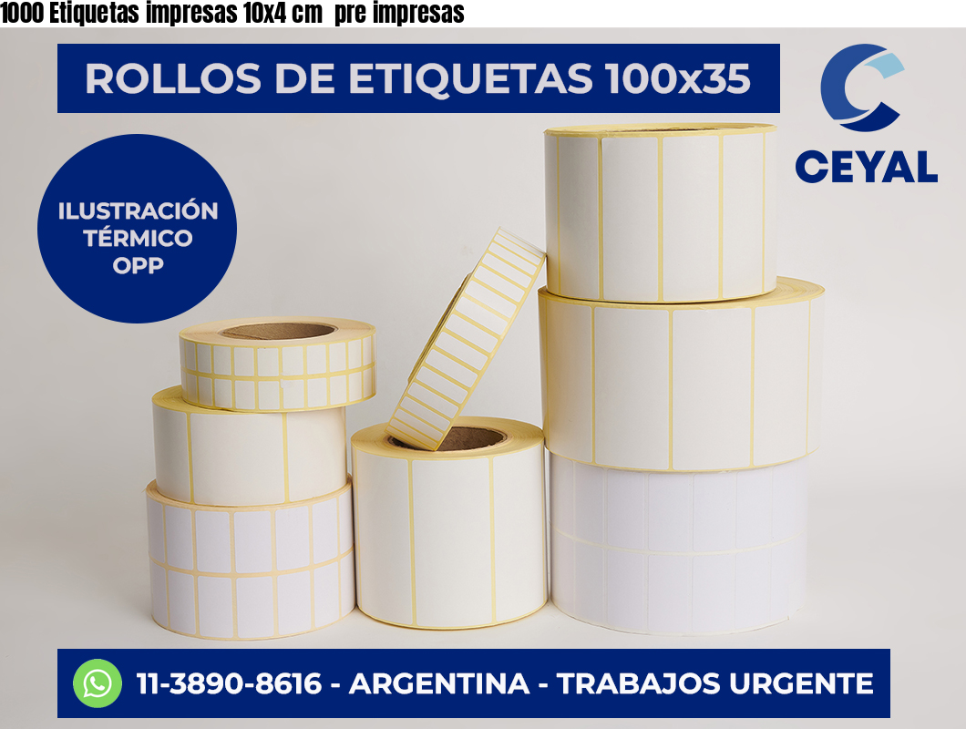 1000 Etiquetas impresas 10×4 cm  pre impresas