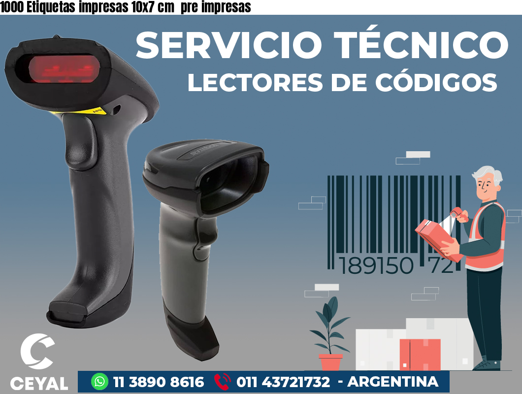 1000 Etiquetas impresas 10x7 cm pre impresas