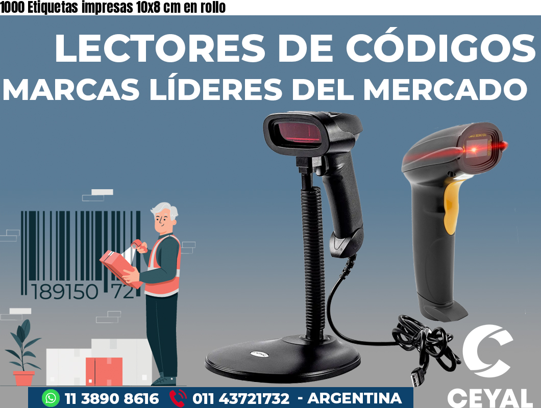 1000 Etiquetas impresas 10x8 cm en rollo