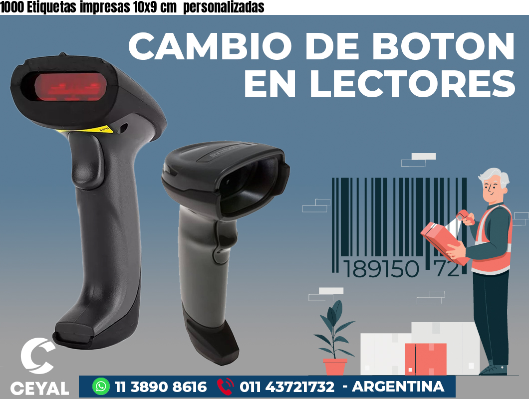1000 Etiquetas impresas 10x9 cm personalizadas