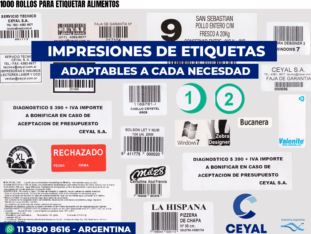 1000 ROLLOS PARA ETIQUETAR ALIMENTOS