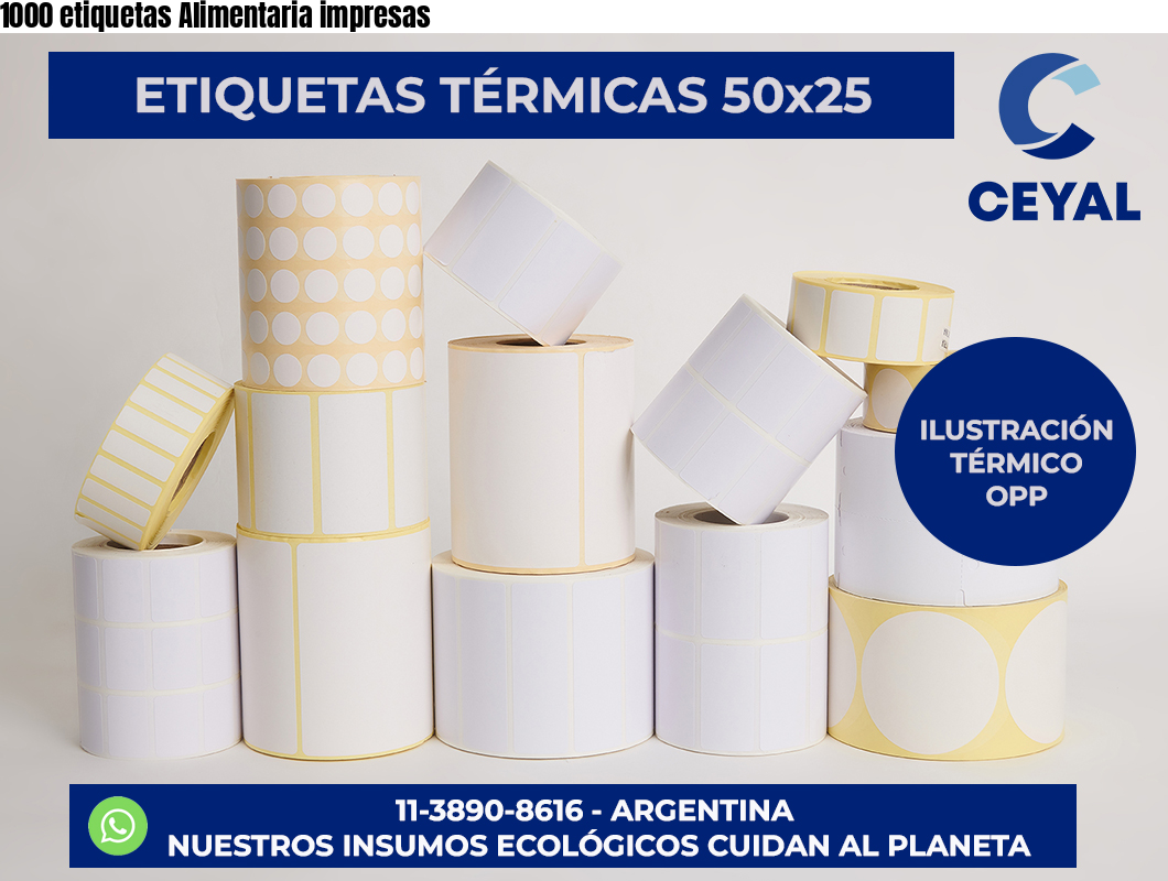 1000 etiquetas Alimentaria impresas