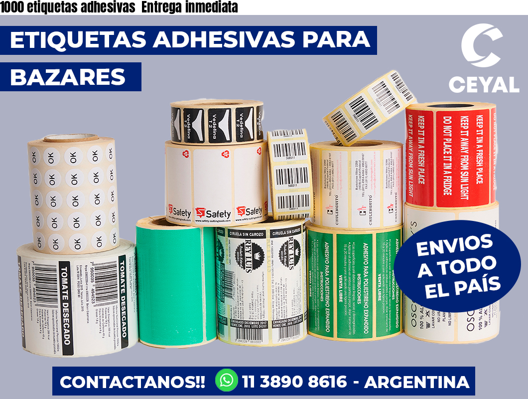 1000 etiquetas adhesivas Entrega inmediata