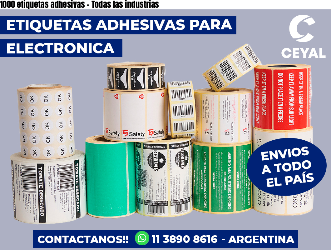 1000 etiquetas adhesivas - Todas las industrias
