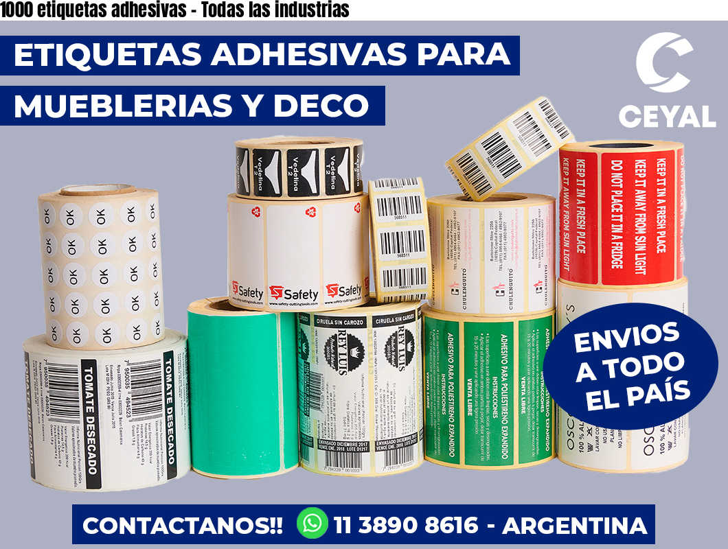 1000 etiquetas adhesivas – Todas las industrias