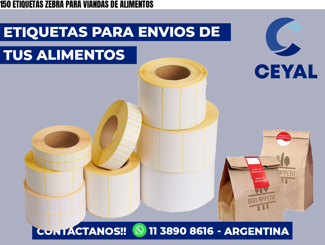 150 ETIQUETAS ZEBRA PARA VIANDAS DE ALIMENTOS