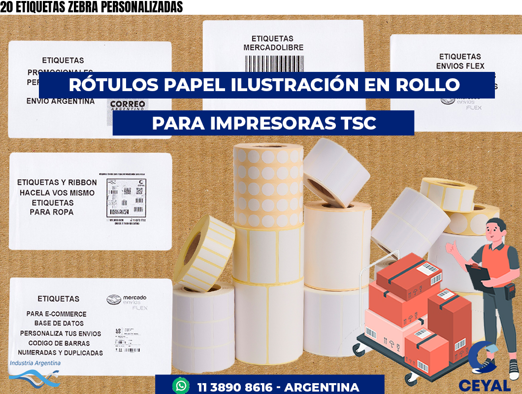 20 ETIQUETAS ZEBRA PERSONALIZADAS