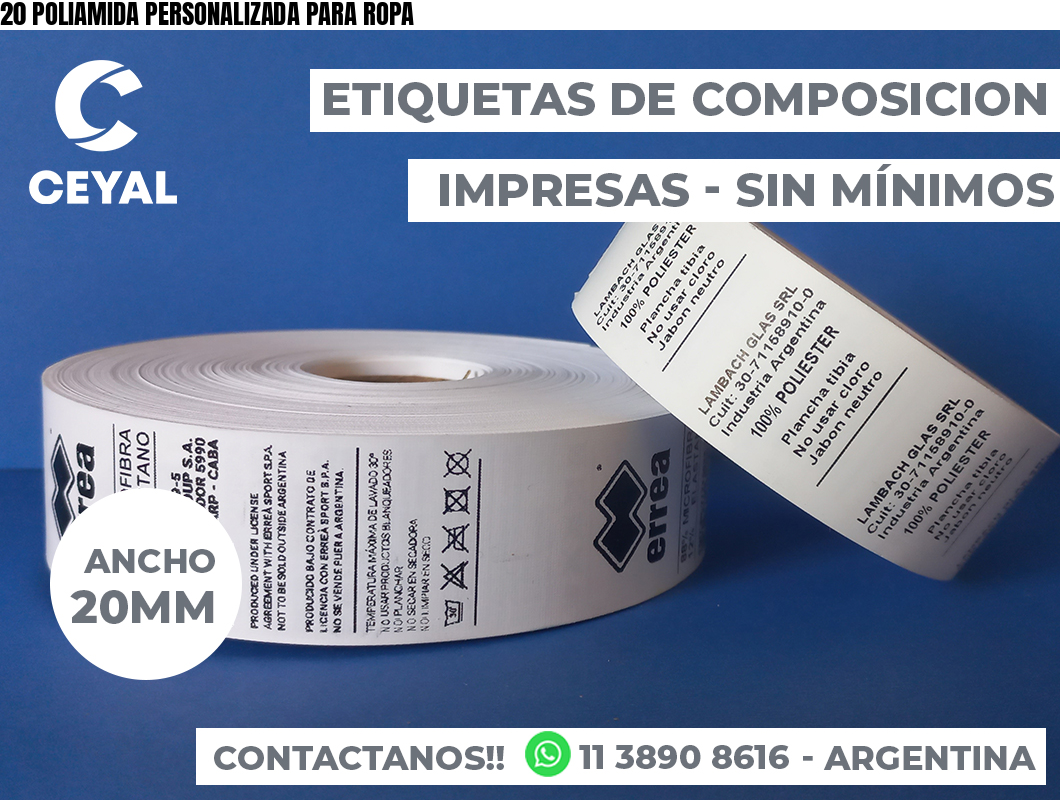 20 POLIAMIDA PERSONALIZADA PARA ROPA