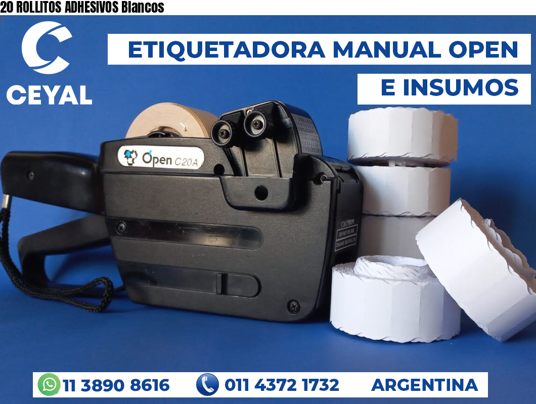 20 ROLLITOS ADHESIVOS Blancos