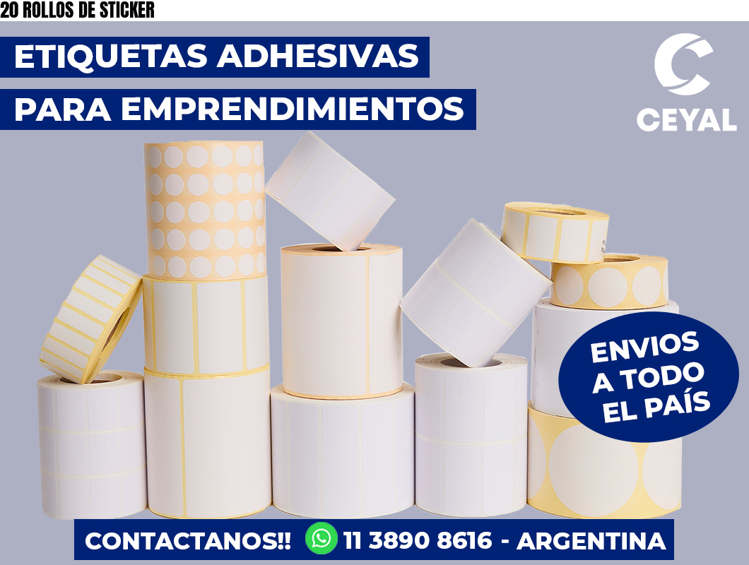 20 ROLLOS DE STICKER