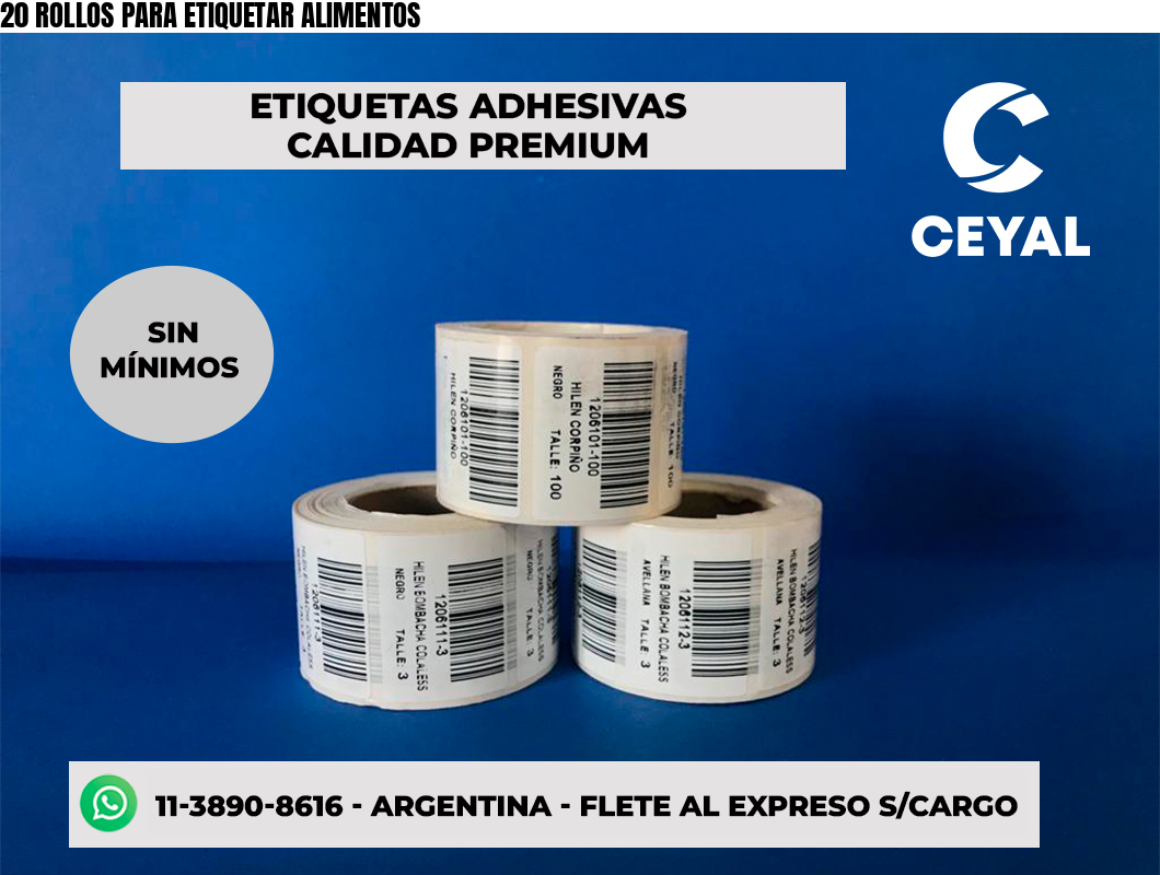20 ROLLOS PARA ETIQUETAR ALIMENTOS