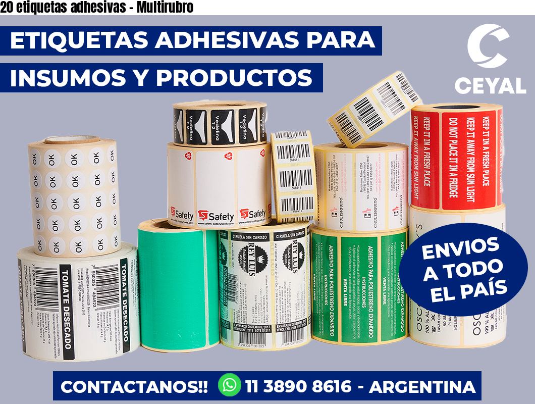 20 etiquetas adhesivas - Multirubro