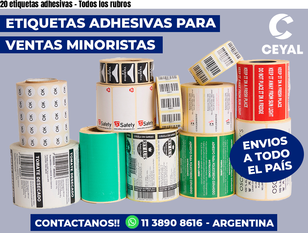 20 etiquetas adhesivas – Todos los rubros