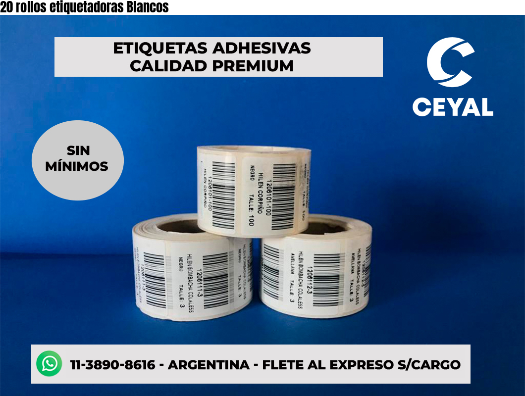 20 rollos etiquetadoras Blancos