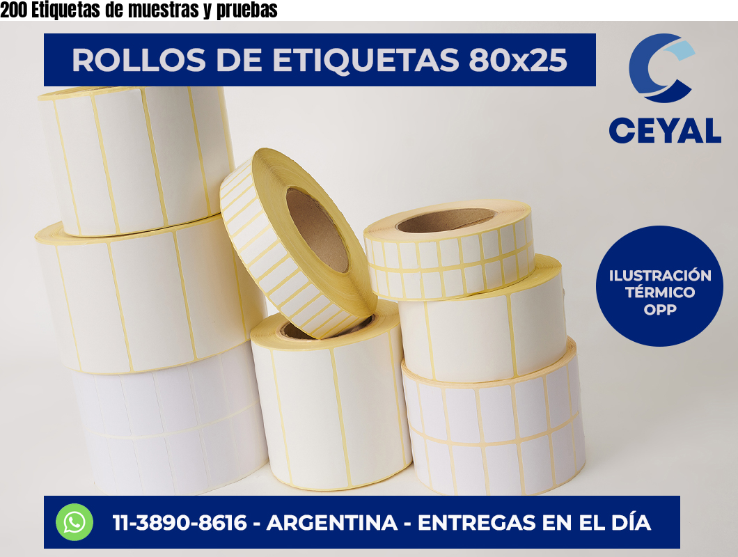 200 Etiquetas de muestras y pruebas