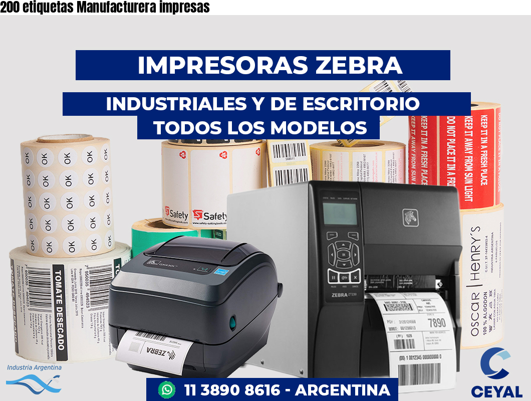 200 etiquetas Manufacturera impresas
