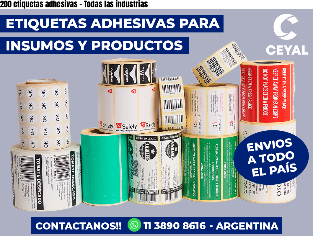 200 etiquetas adhesivas – Todas las industrias