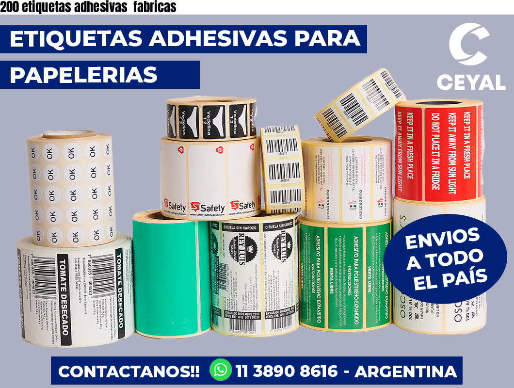 200 etiquetas adhesivas  fabricas